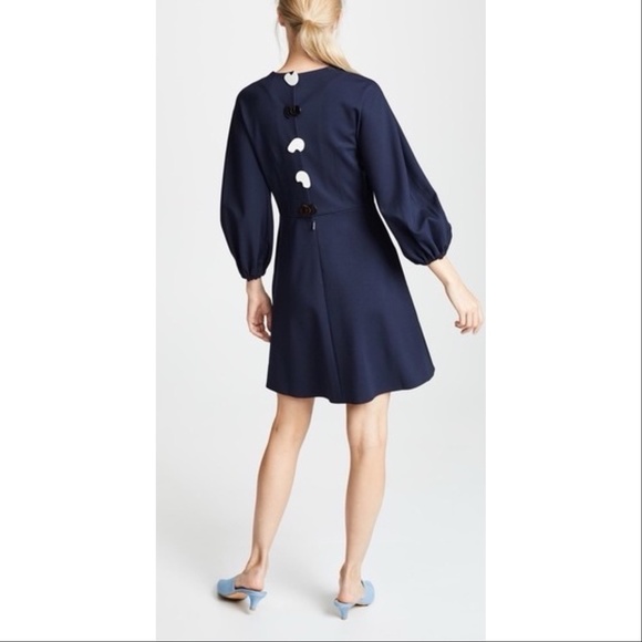 Tibi Navy Sculpted Button Back Stretch Dress SZ 12 - Picture 1 of 12